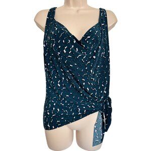 Magicsuit Tankini Top Teal Black Size 8 Appear Sleeker Slimmer NWT $124 Underwir